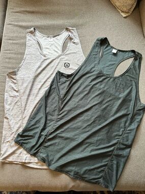Gray/Dark Gray Set of 2 Racerback Tank Top